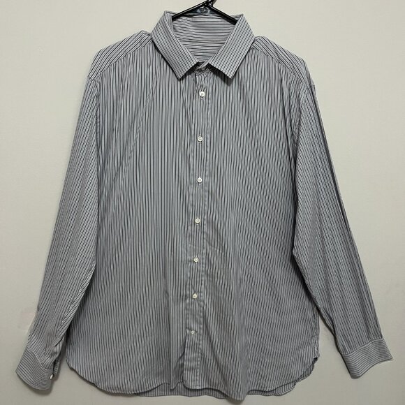 Armani Collezioni Stripped Button Shirt Men's Size 43 17 Large Made In Italy - Picture 1 of 7
